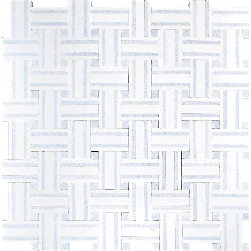 Mykonos Gialos Thassos/blue Celeste Mosaic Tile.