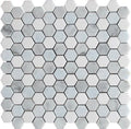 MYKONOS KORFOS Thassos/Carrara/Blue Celeste Mosaic Tile.