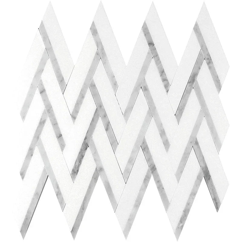 Mykonos Olympus Thassos/bianco Carrara Mosaic Tile.