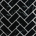 Nero Marquina 2x4 Herringbone Glass Mosaic Tile.