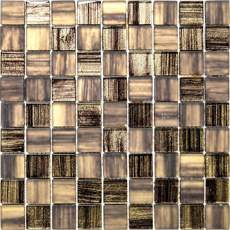 NETHERLANDS MONDRIAN CHARCOAL glass Mosaic Tile.