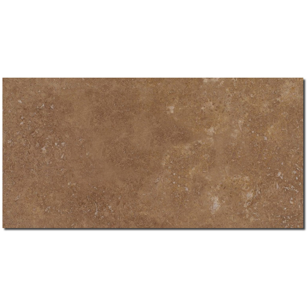 Noce Travertine 12x24 Filled Honed Straight Edge Tile.