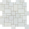 Oriental White Polished Marble Mini Versailles Pattern Mosaic Tile.