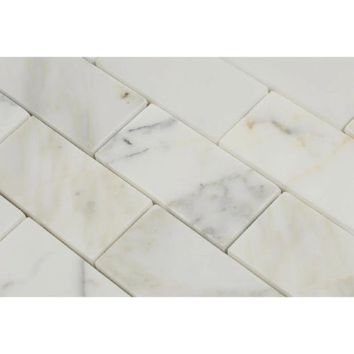 Asian Statuary (Oriental White) Marble 1x2 Honed Mosaic Tile.