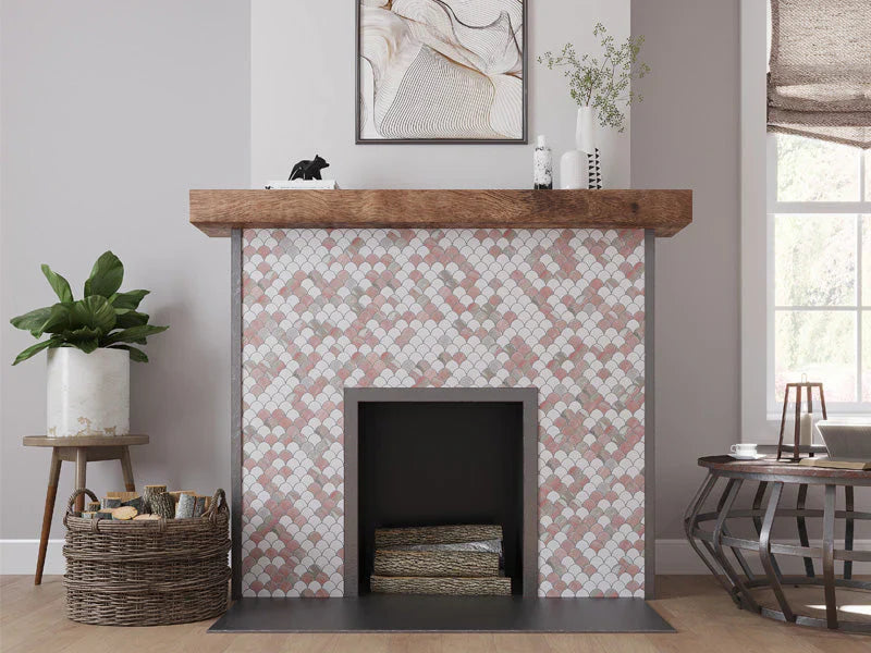 OSLO Thassos, Norway Rose Mosaic Tile - stoneandtiledepot.com