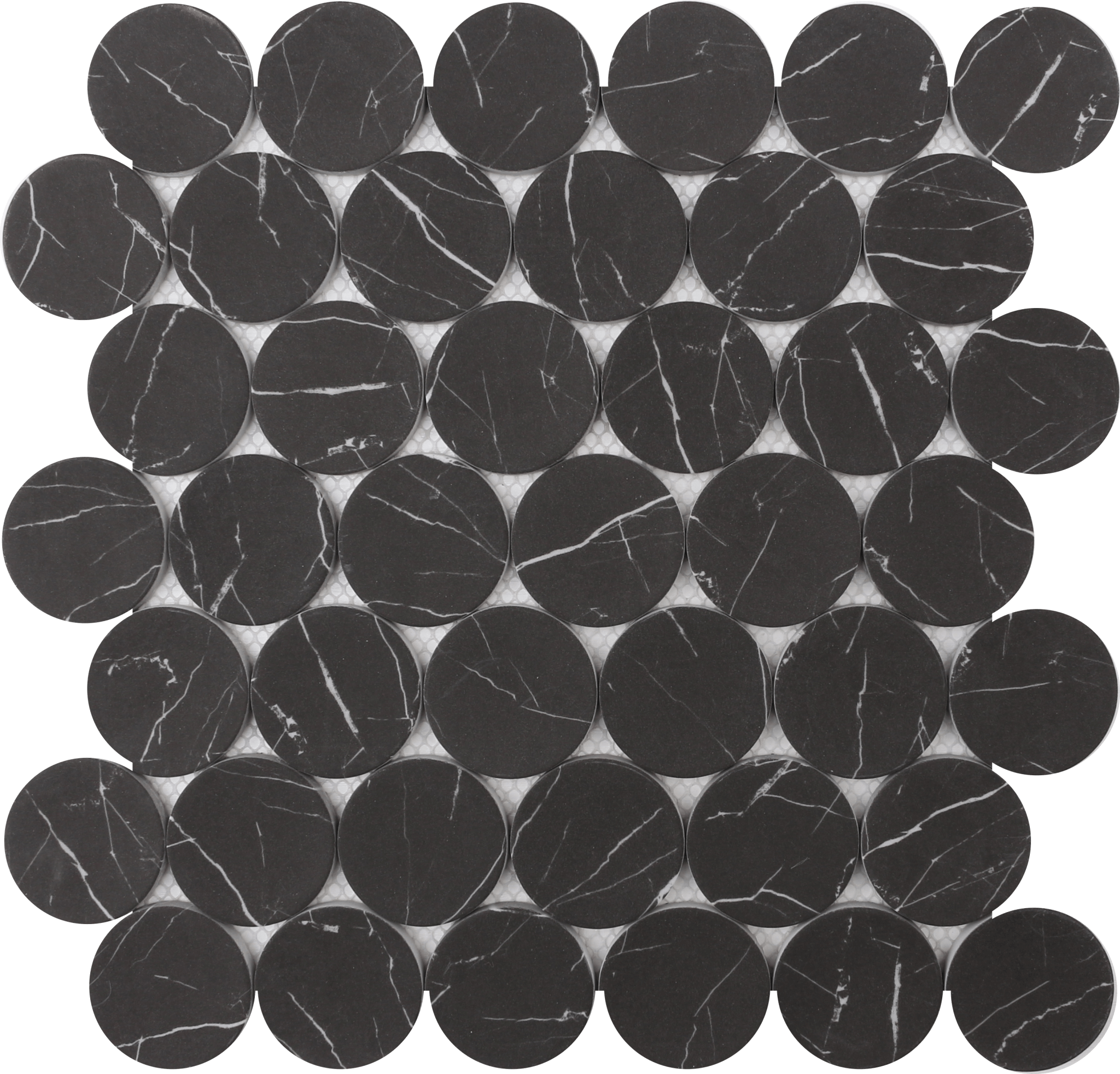 Rockart Nero Marquina Dots 12x12 Mosaic Tile.