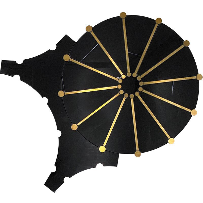 ROCKEFELLER Black Sunburst Black Jade, Brass Mosaic Tile.