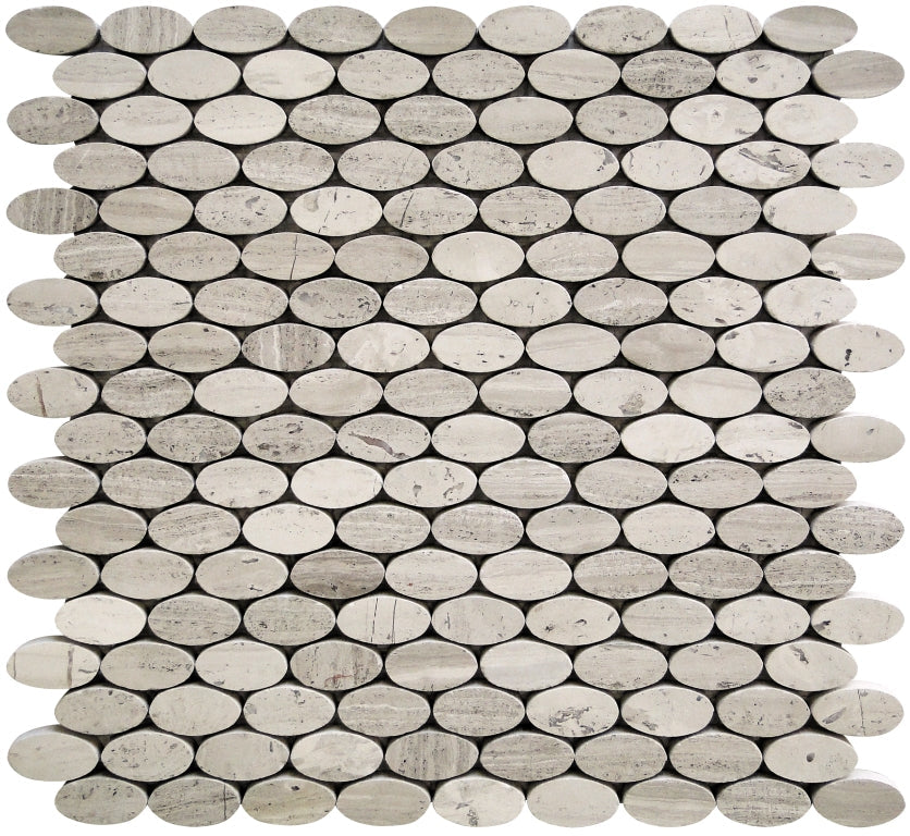 Savannah Quenelle Wooden Gray Mosaic Tile.