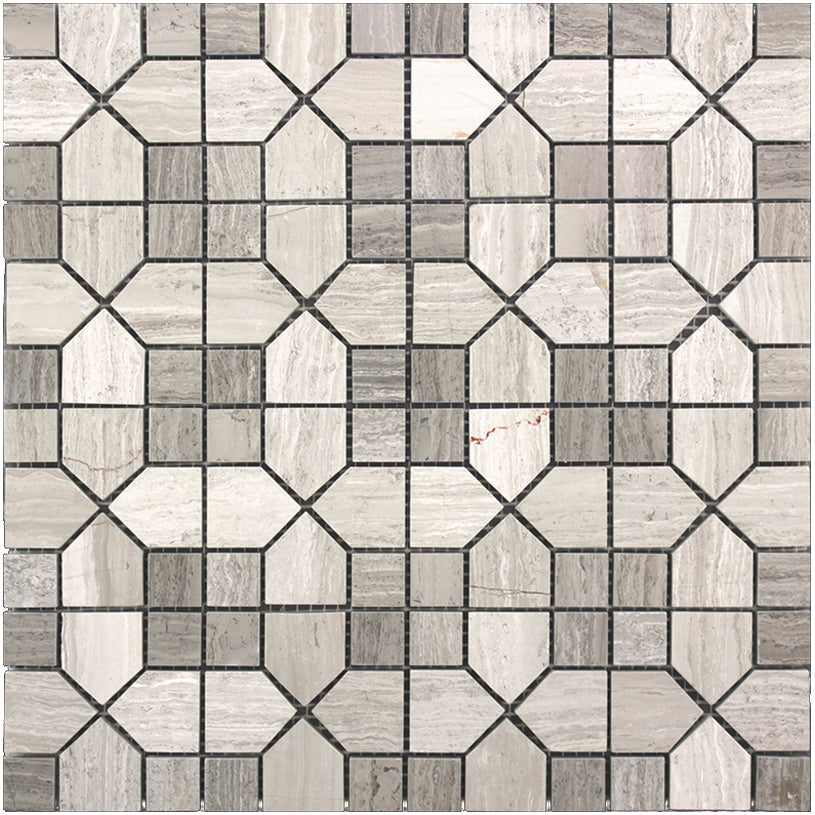 Savannah Savannah Square Wooden Gray Mosaic Tile.