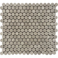 Savannah Wooden Penny Polished Wooden Gray Mosaic Tile.