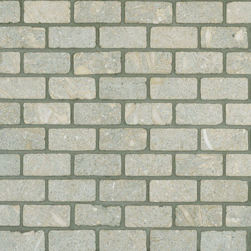 Seagrass Limestone 1x2 Tumbled Mosaic Tile.