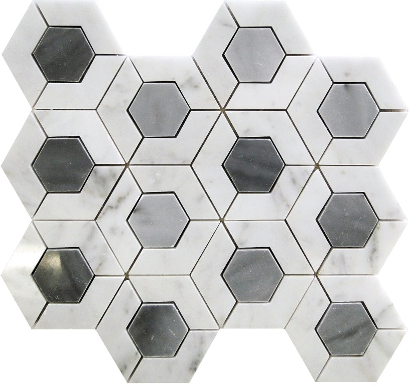 Seattle Heights Bardiglio Nuvolato / Bianco Carrara Mosaic Tile.