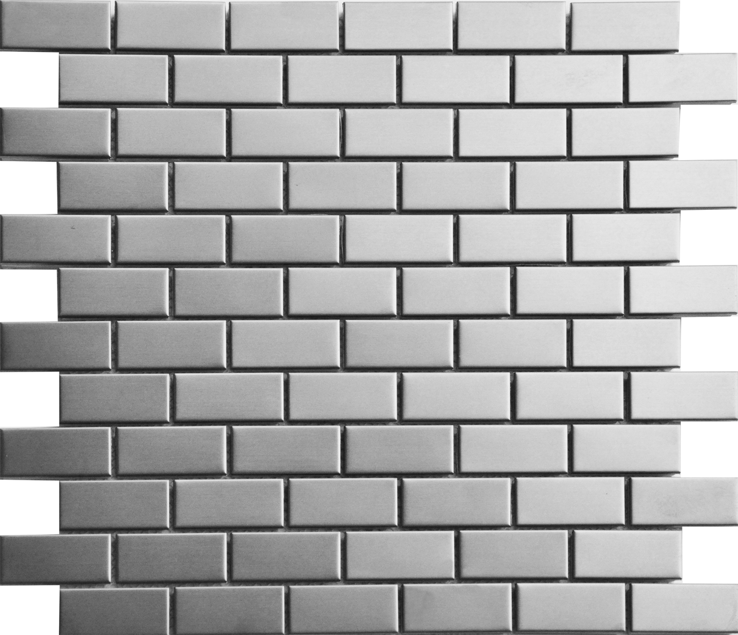 Silver Brushed Brick Porcelain Mosaic Tile.