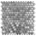 Silver Brushed Penny 12x12 Porcelain Mosaic Tile.