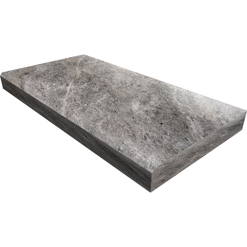 Silver Travertine 16x24 5cm Tumbled Eased Edge - Onlinetileshop.com
