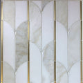 Thassos Cloud Nine Marble Brass Polished Mosaic Tile.