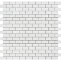 Thassos White Marble 5/8x1 1/4 Honed Mini Brick Mosaic Tile.