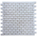 Thassos White Marble 5/8x1 1/4 Polished Mini Brick Mosaic Tile.