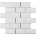 Thassos White Marble Deep-Beveled 2x4 Polished Mosaic Tile.