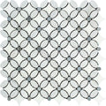 Thassos White Marble Florida Flower Polished Mosaic Tile w/Blue Dots.