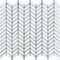 Thassos White Marble Mini Chevron Polished Mosaic Tile.