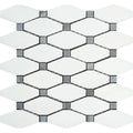 Thassos White Marble Octave with Blue Dots Polished Mosaic Tile.