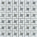Thassos White Marble Pinwheel w/Blue dots Polished Mosaic Tile.