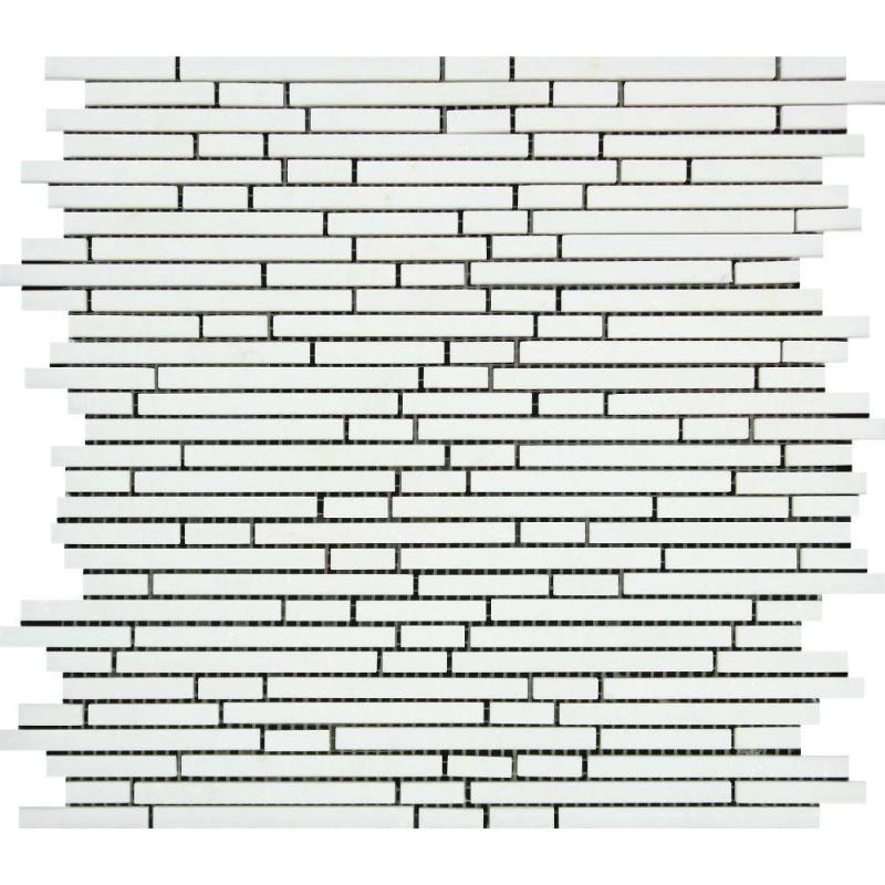 Thassos White Marble Polished Bamboo Sticks Design Mosaic Tile.