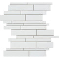 Thassos White Marble Polished Random Insert Strip Mosaic Tile.