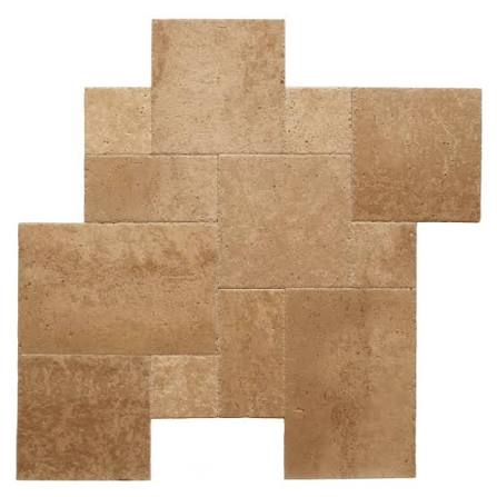 Walnut Travertine 3cm Paver Tumbled Versailles Pattern