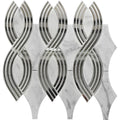 Waterjet Specchio Bianco Carrara, Glass Mosaic Tile.