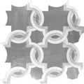 Waterjet Trellis 19 Carrara/ Eastern Grey/thassos Mosaic Tile.