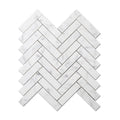 White Carrara Marble 1x4 Herringbone Honed Mosaic Tile.