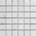 White Carrara Marble 2x2 Honed Mosaic Tile.
