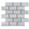 White Carrara Marble 2x4 Honed Mosaic Tile.