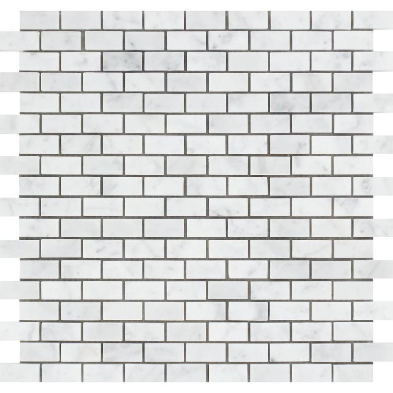 White Carrara Marble 5/8x1 1/4 Honed Mosaic Tile.