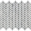White Carrara Marble Mini Chevron Honed Mosaic Tile.