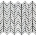 White Carrara Marble Mini Chevron Polished Mosaic Tile.