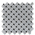 White Carrara Marble Stanza Black Dot Polished Mosaic Tile.