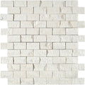White Pearl Limestone 1x2 Split Face Mosaic Tile.