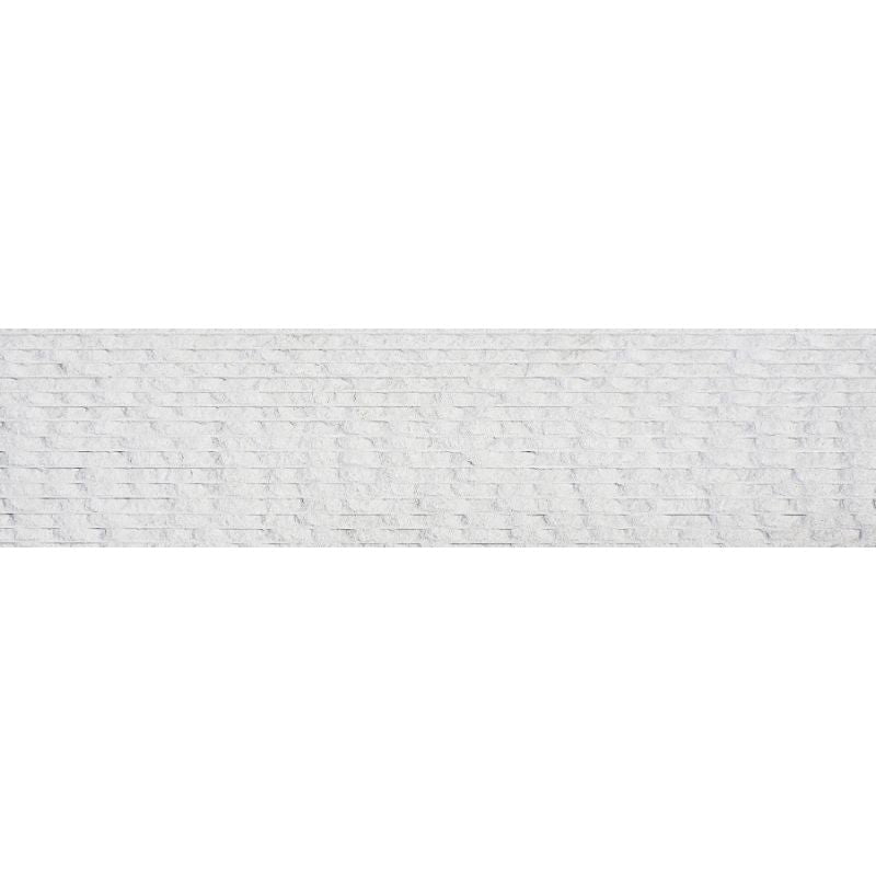 White Pearl Limestone 6x24 Combed Brushed Ledger Panel.